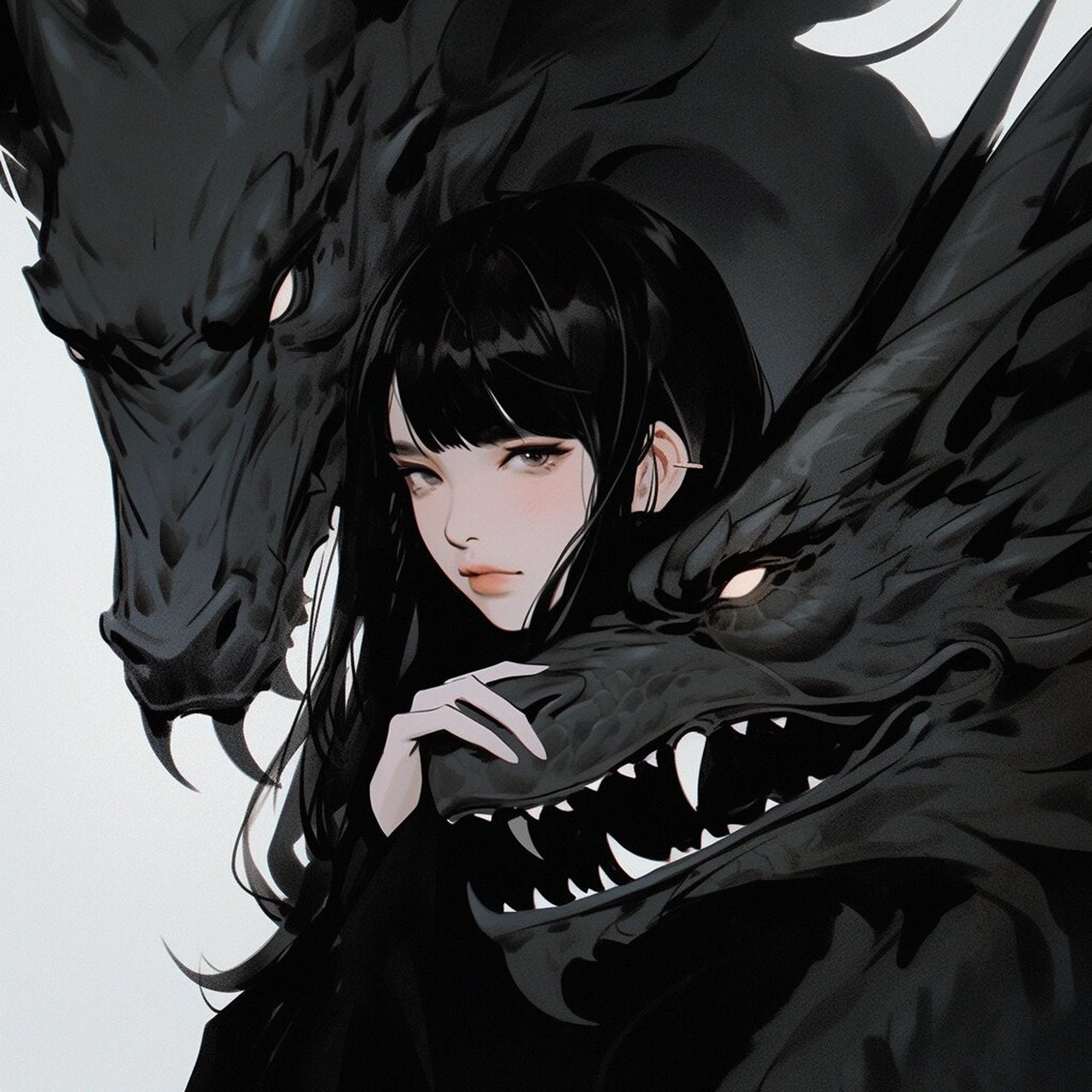 女生头像|龙年新年特辑,黑龙篇 #日常碎片plog# #优质女生头像# #画画