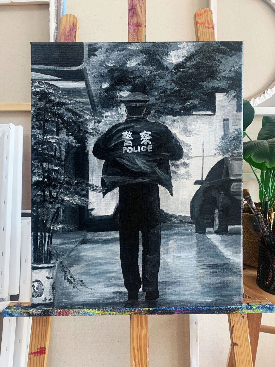 丙烯画|人民警察|附绘画过程