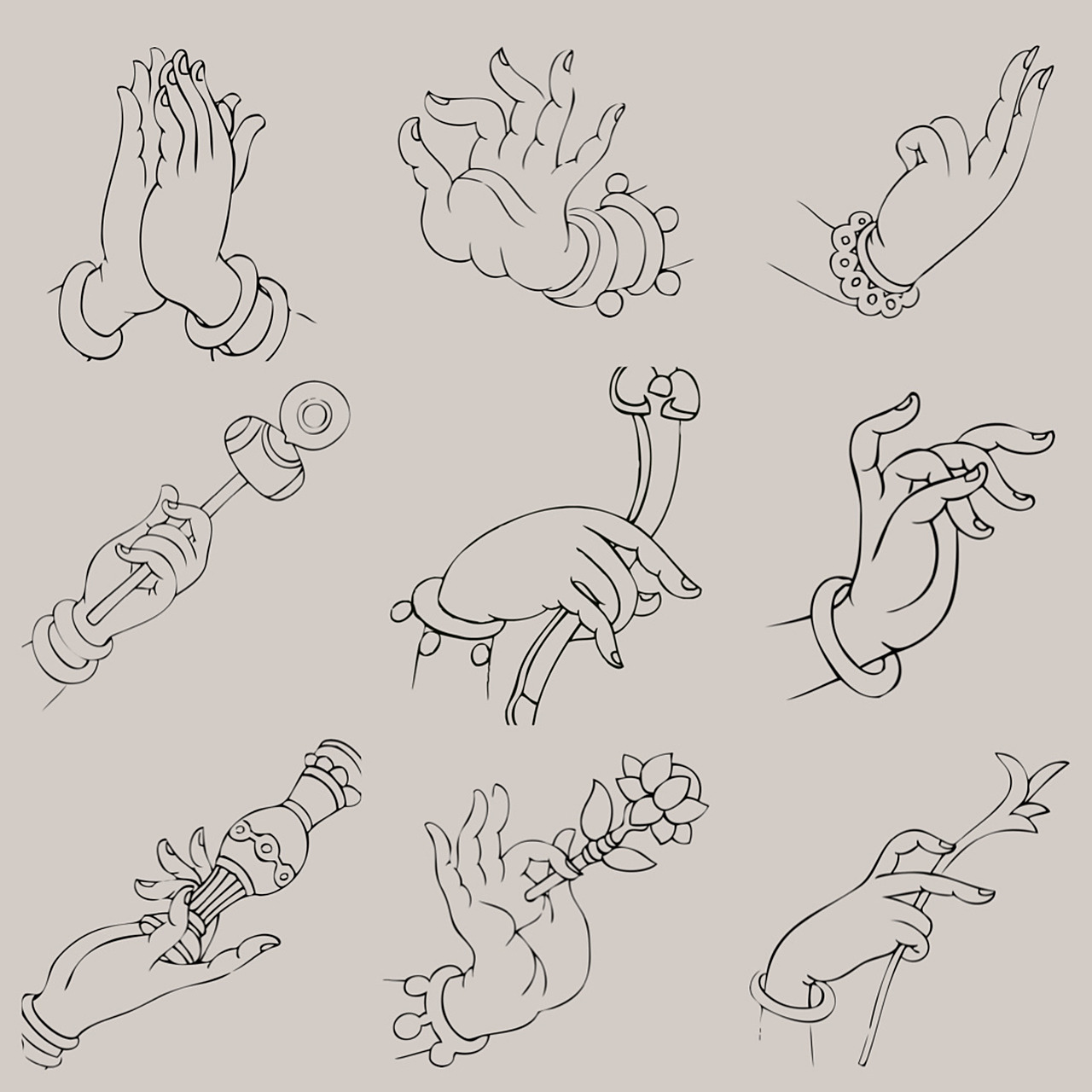 佛手线描·白描国画专业参考素材资料稿·壹 底稿/线描/白描/传统绘画