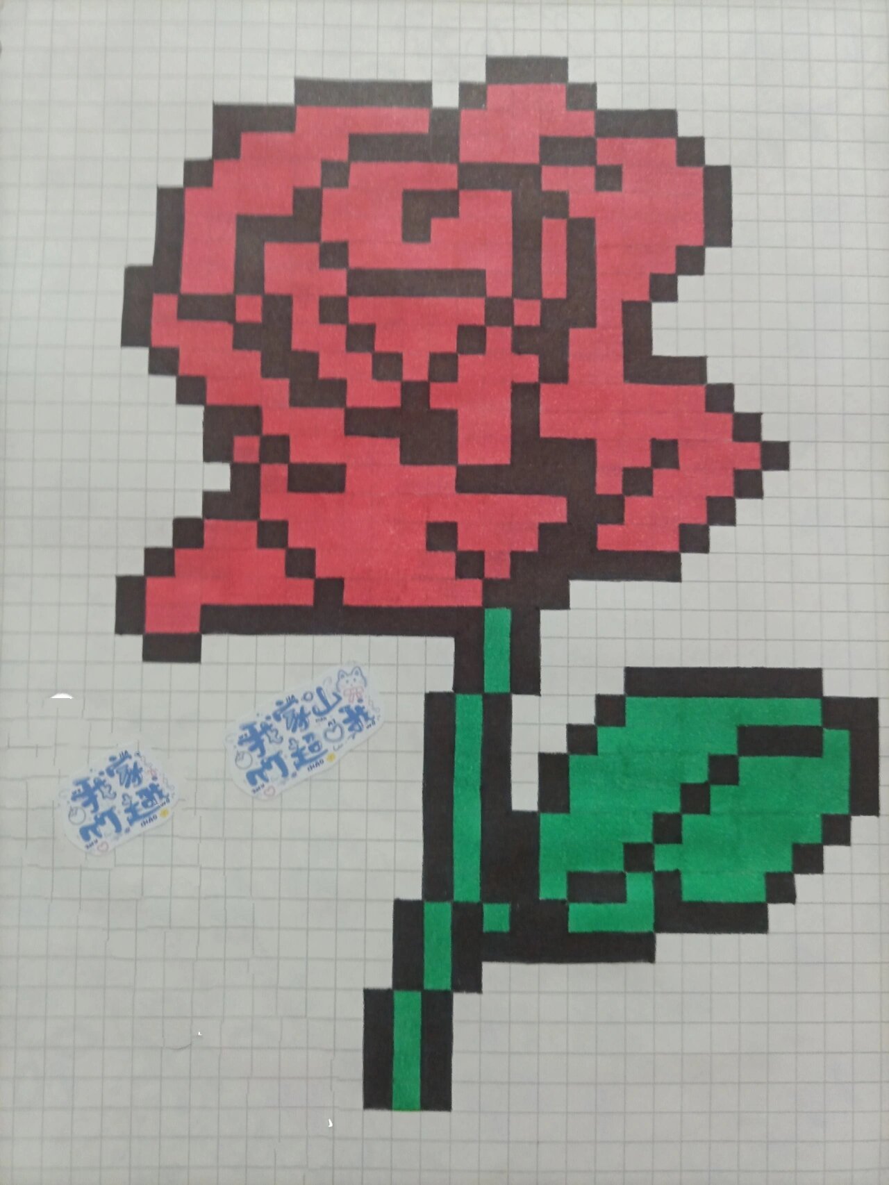 格子画(临摹)玫瑰