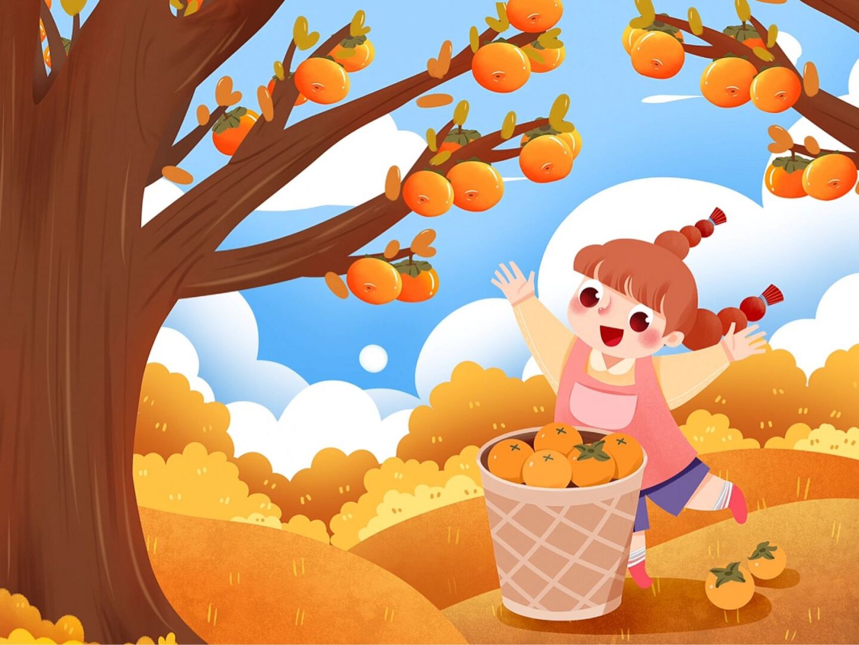 秋天里最快乐的生活是丰收 93秋天了,枫叶红,果实熟,猪肥,羊胖