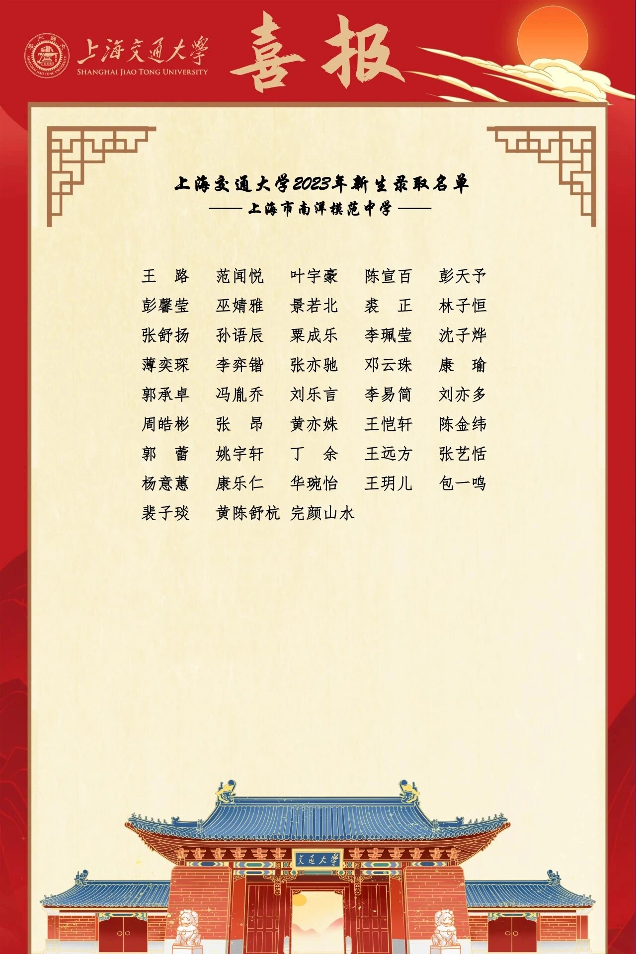 上海南洋模范中学2023届高考喜报