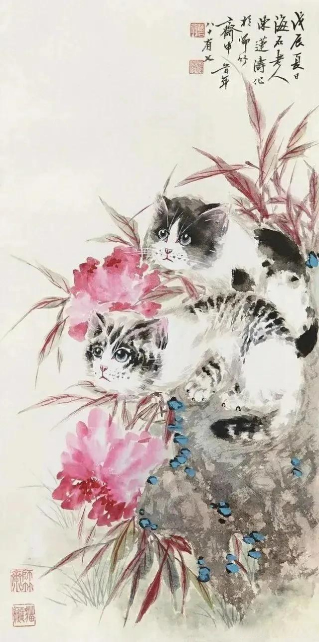 喜爱猫咪的朋友有眼福了,一组著名国画家陈莲涛画的猫咪,生动形象,活