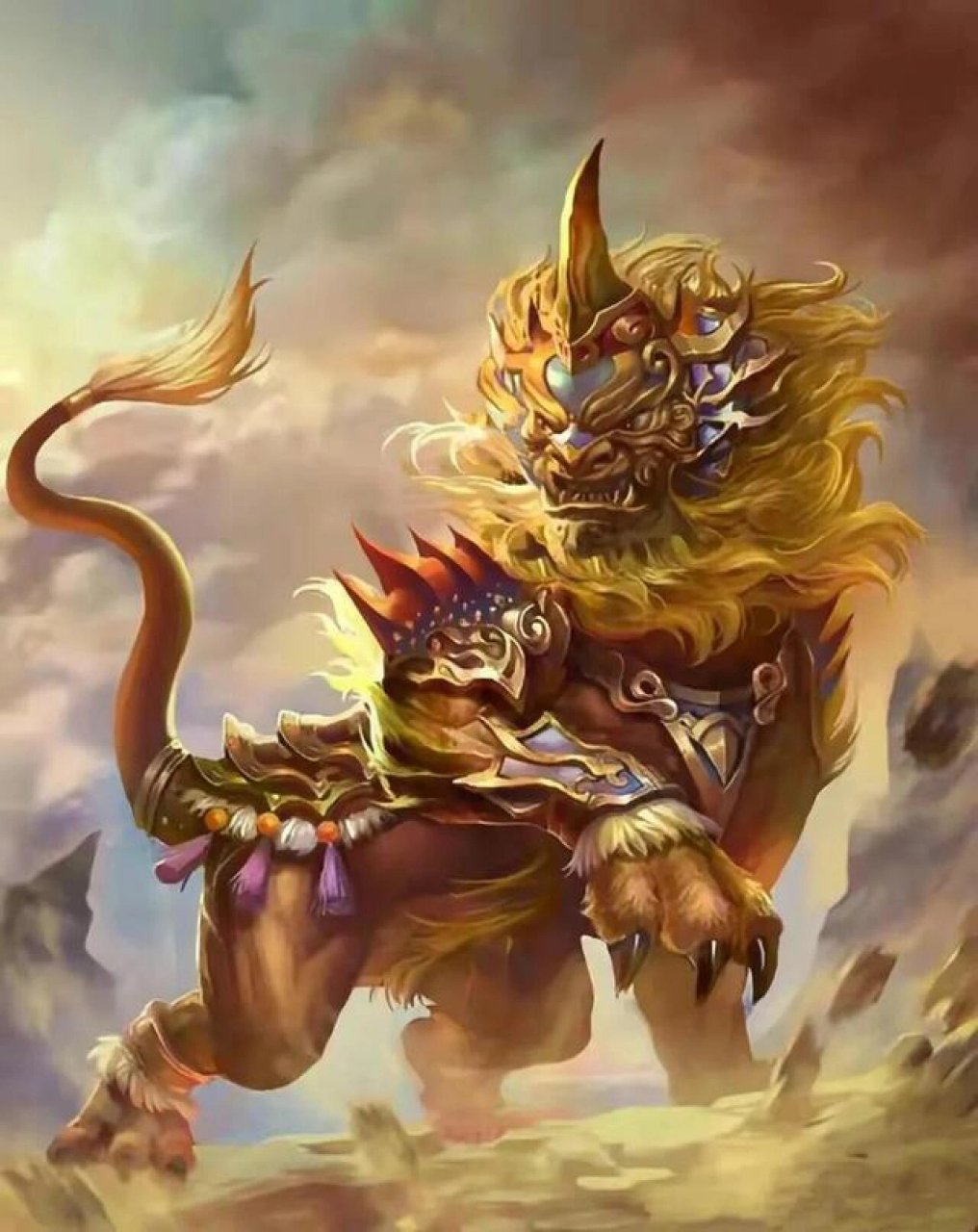 自创魂兽 独角貔貅 种族:貔貅 类型:土,火,强攻,控制 可附带技能 1.