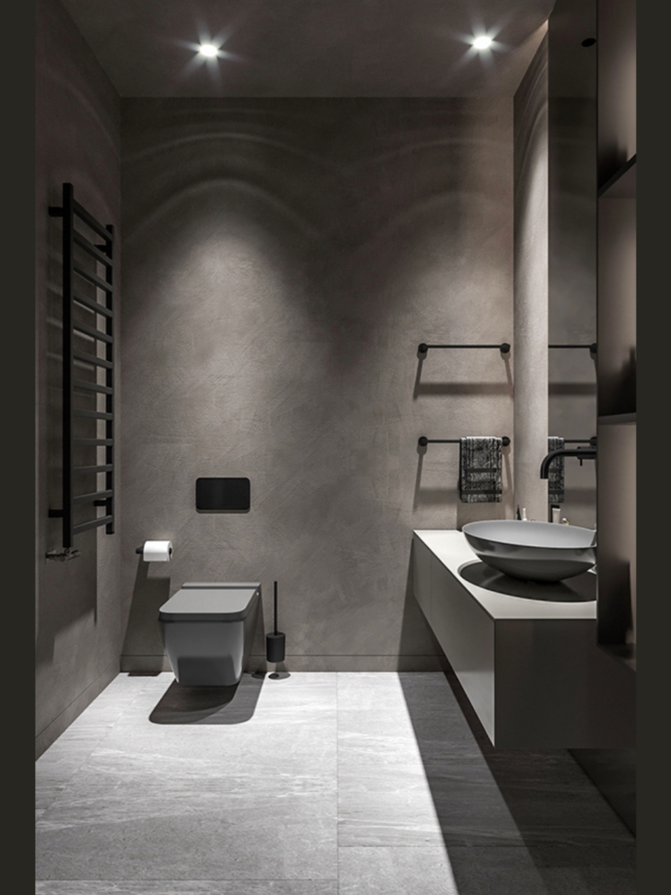 黑白灰简约装修设计(客厅,浴室,衣帽间) 完整设计图晚些时候更新在