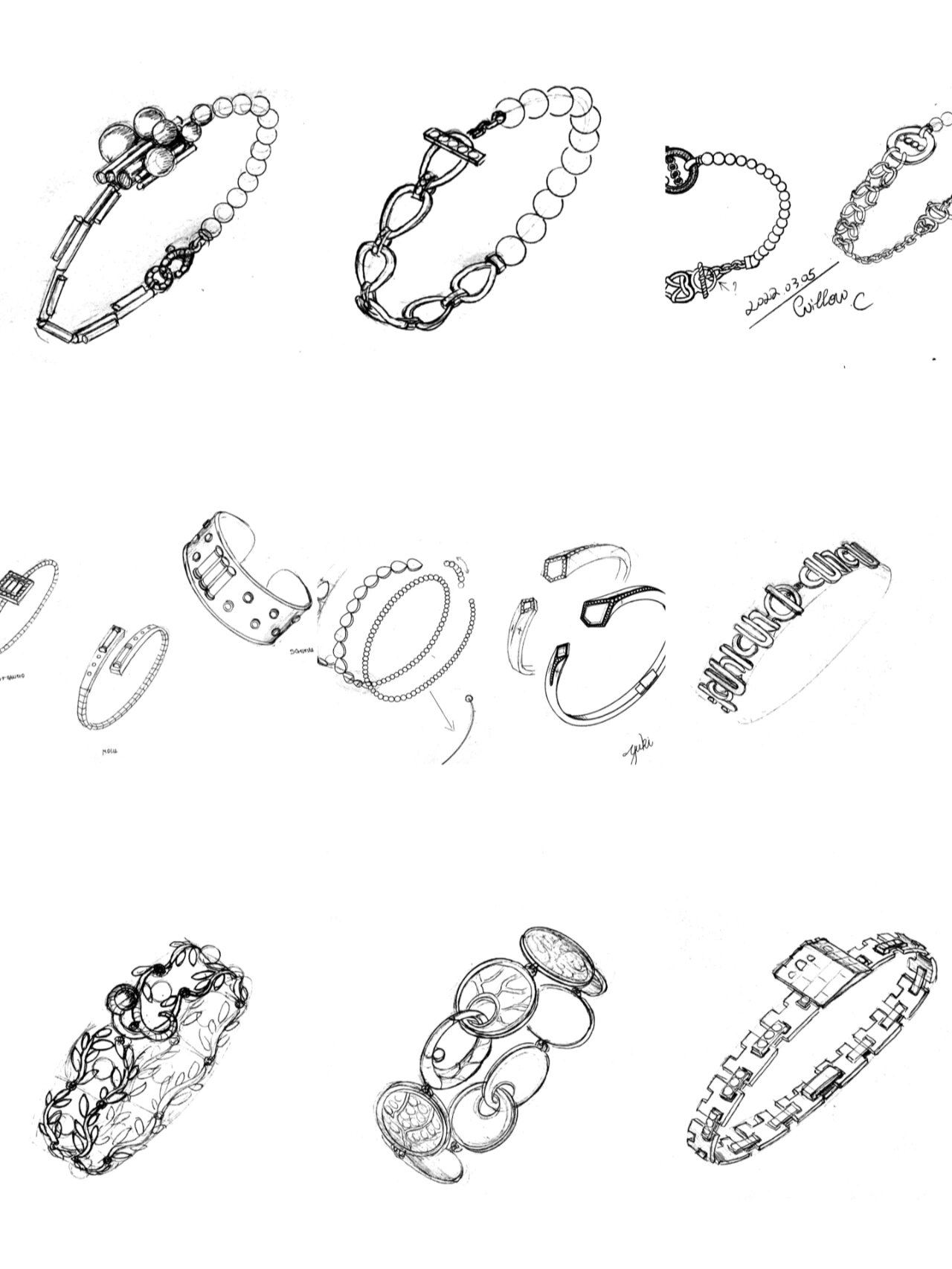 国际珠宝设计手绘🎨手链铅笔稿