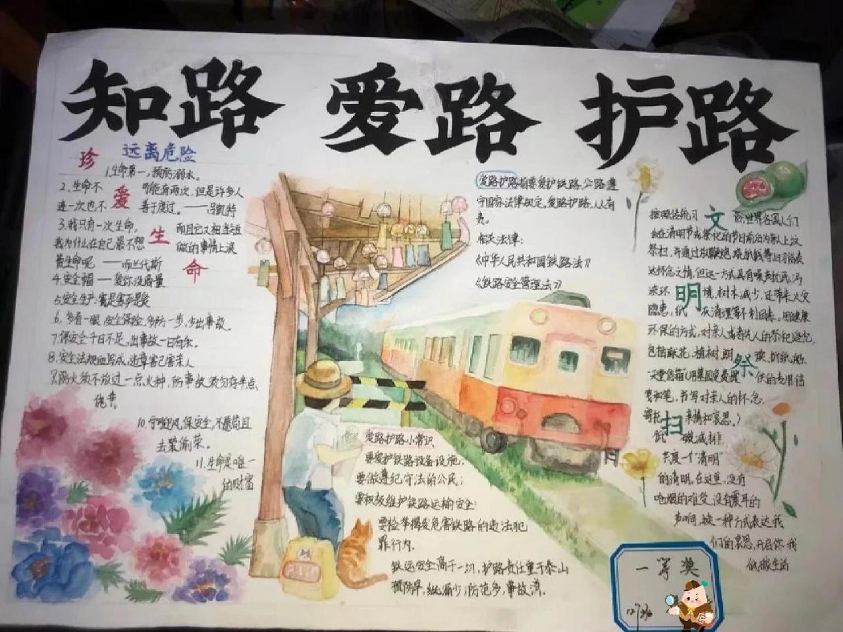 《知路 爱路 护路》手抄报 96临摹
