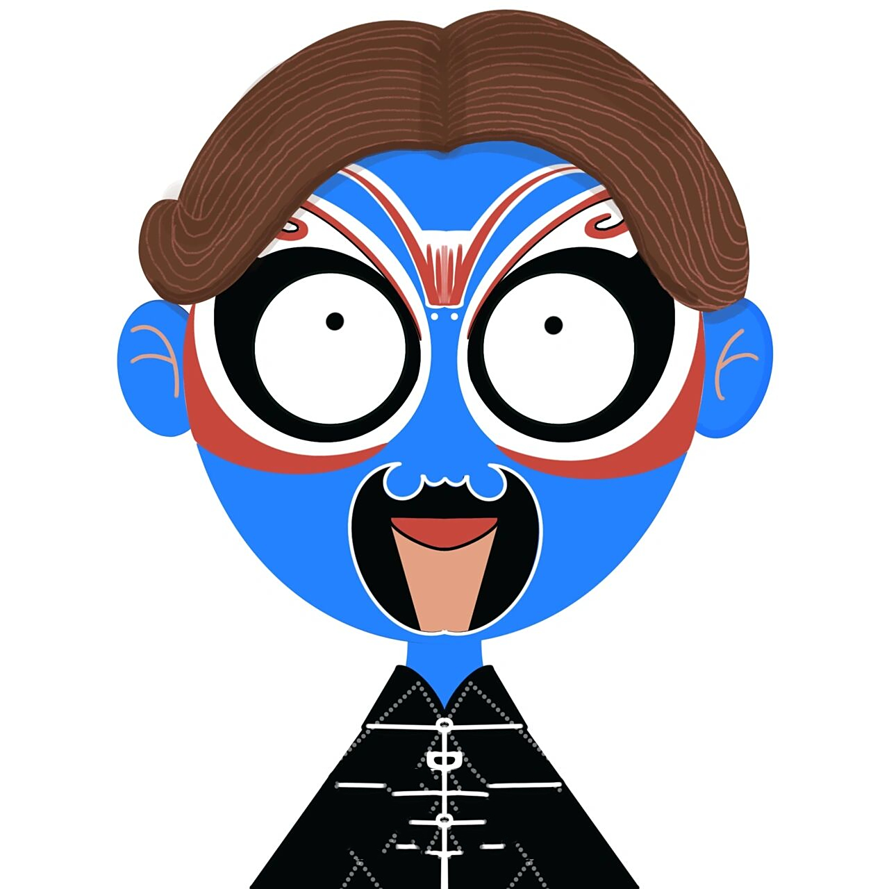 京剧q版脸谱设计非遗传承设计【1】 以脸谱花纹为原型,把人物q版化,有