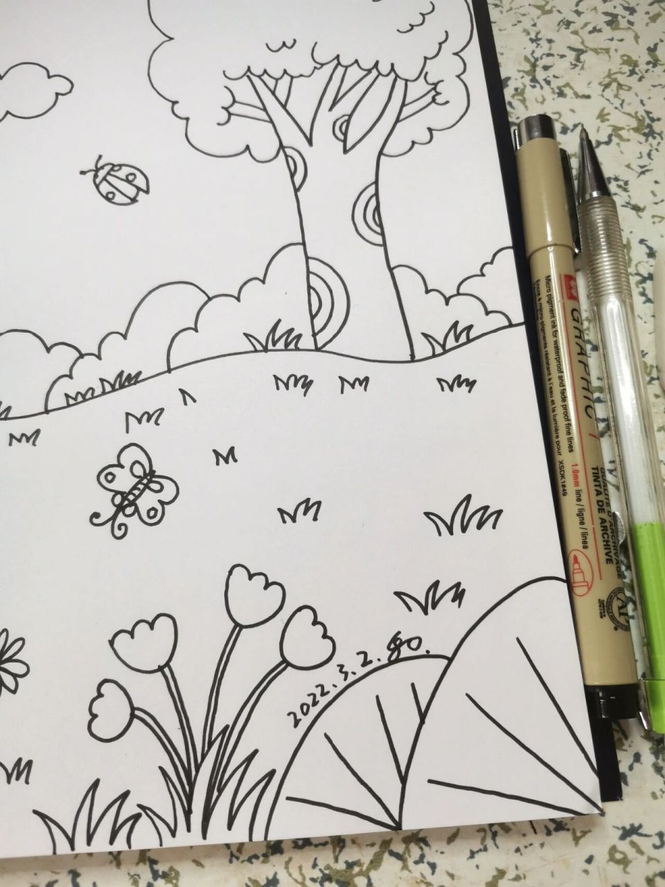 森林小场景简笔画画法-原创39