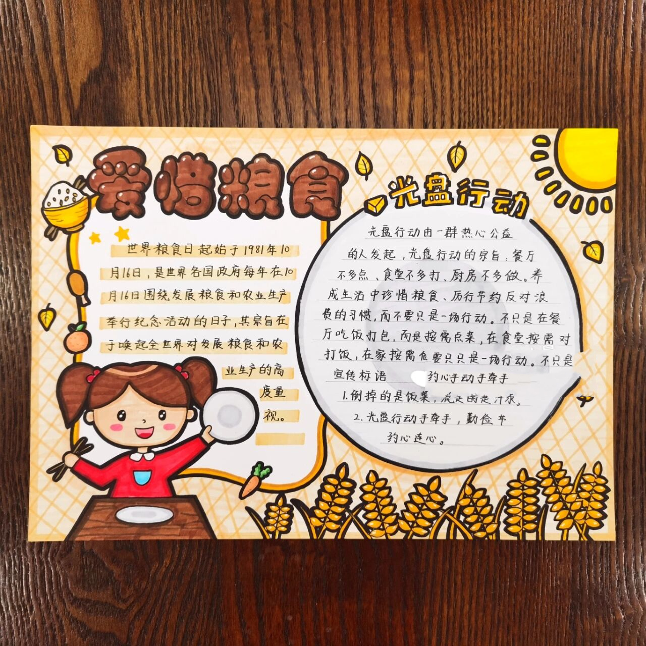 no23|手抄报—珍惜粮食/世界粮食日       临摹请