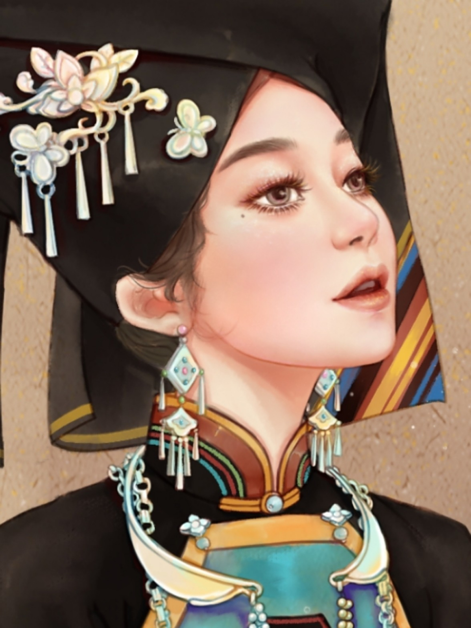 56个民族l壮族l手绘少女民族风插画(56/02) 999999壮族来啦