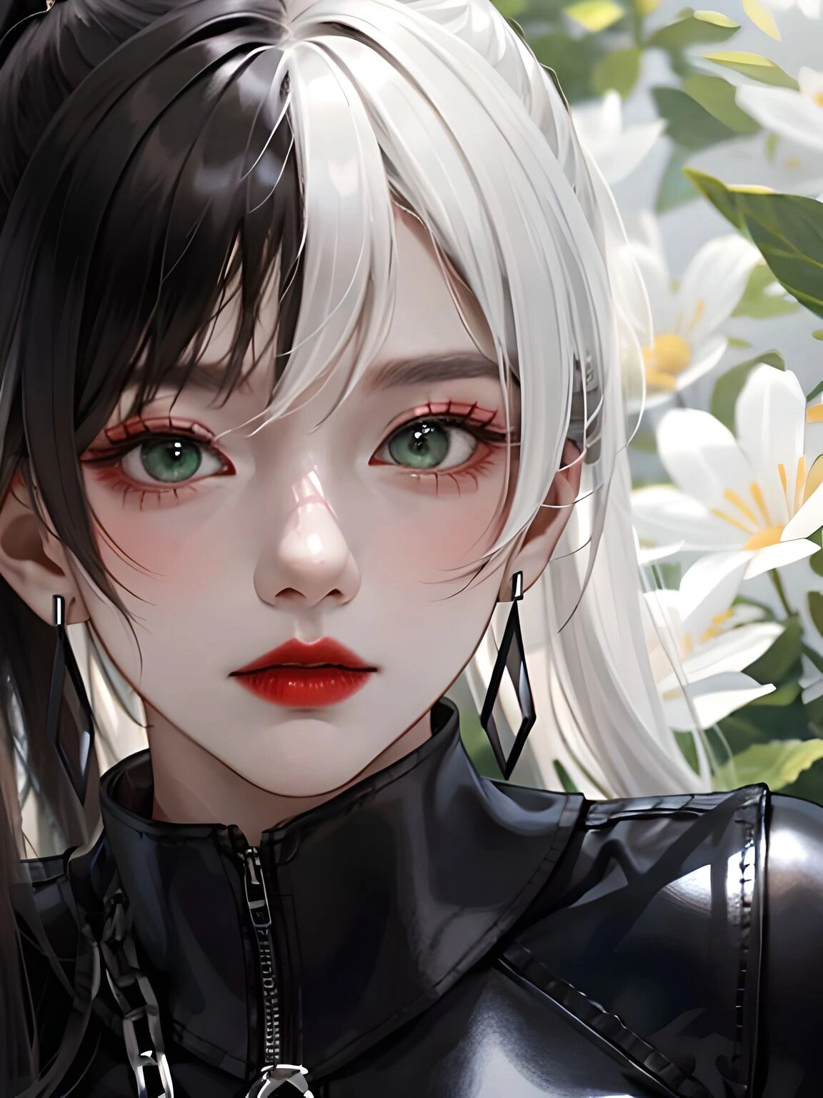 黑白魔女头像·半天使半魔鬼·酷炫紧身皮衣