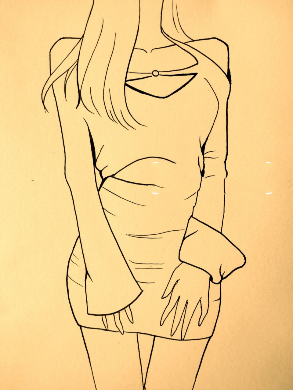 美女黑白简笔画#绘画教程20(附过程) 辣妹黑白简笔画74绘画过程