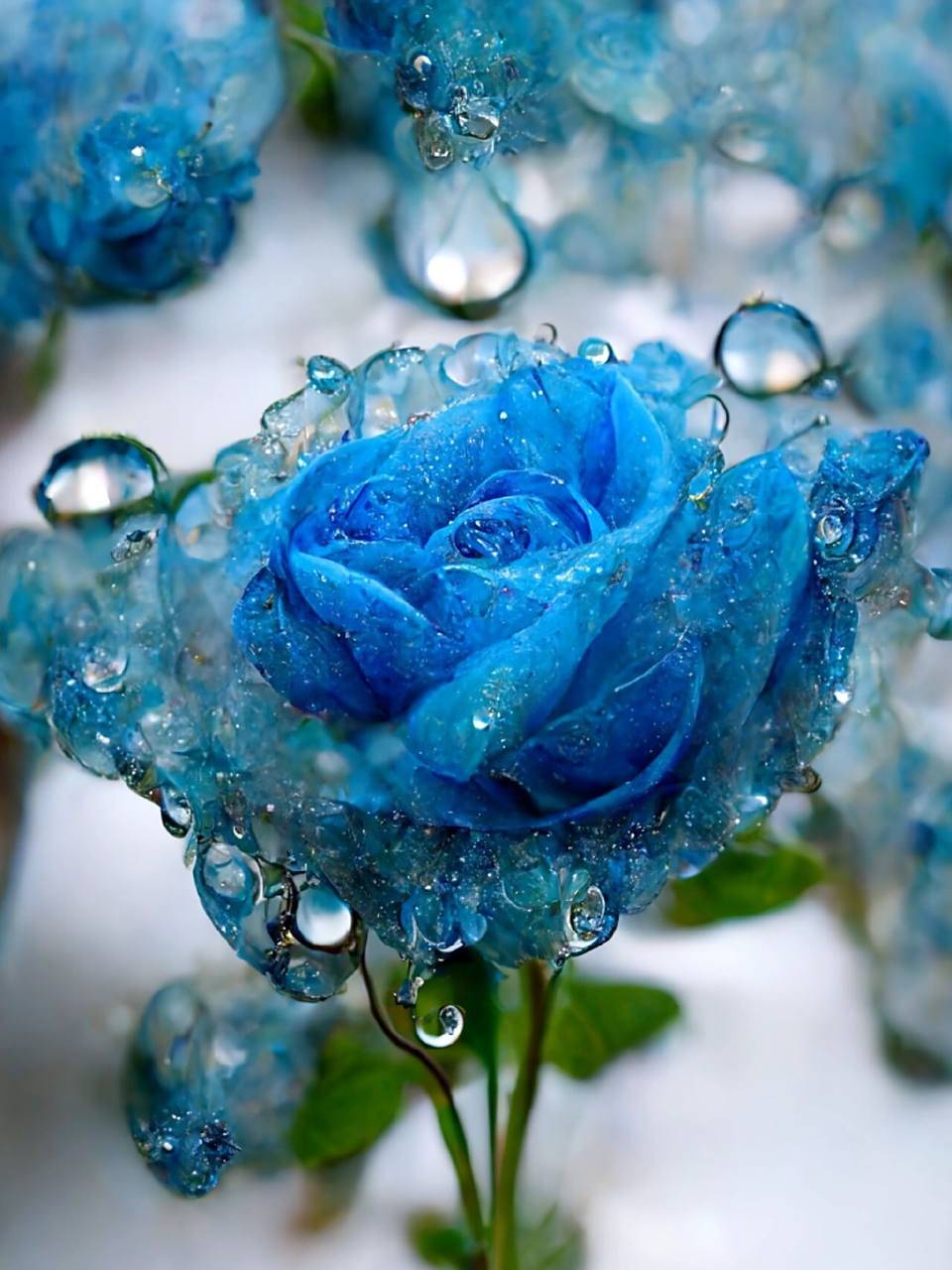 被雨淋湿的蓝玫瑰,更有一种美. 高清壁纸来咯!