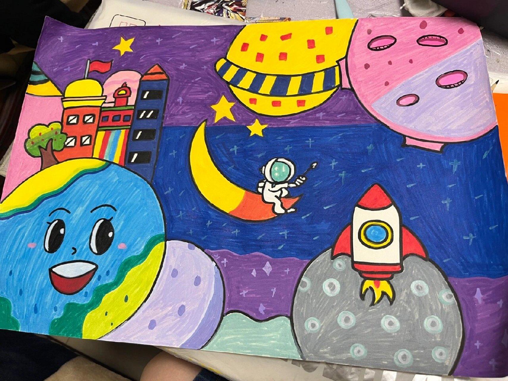 4k 科技强国 科技幻想画 二年级