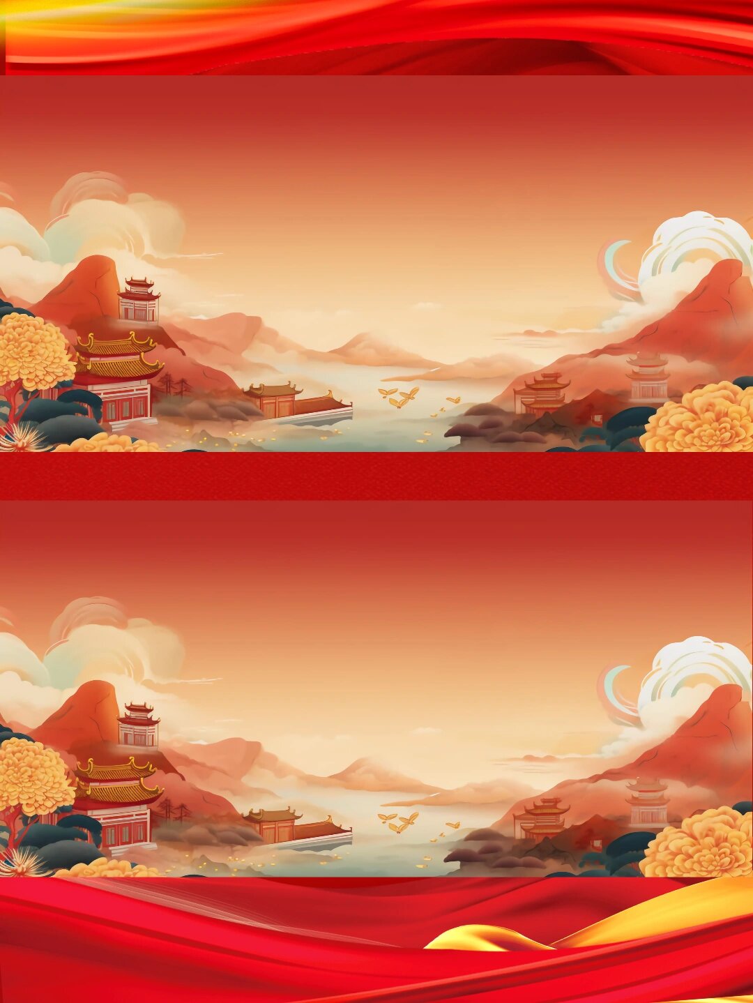 国潮古风红色背景壁纸喜庆庆典会议展示板