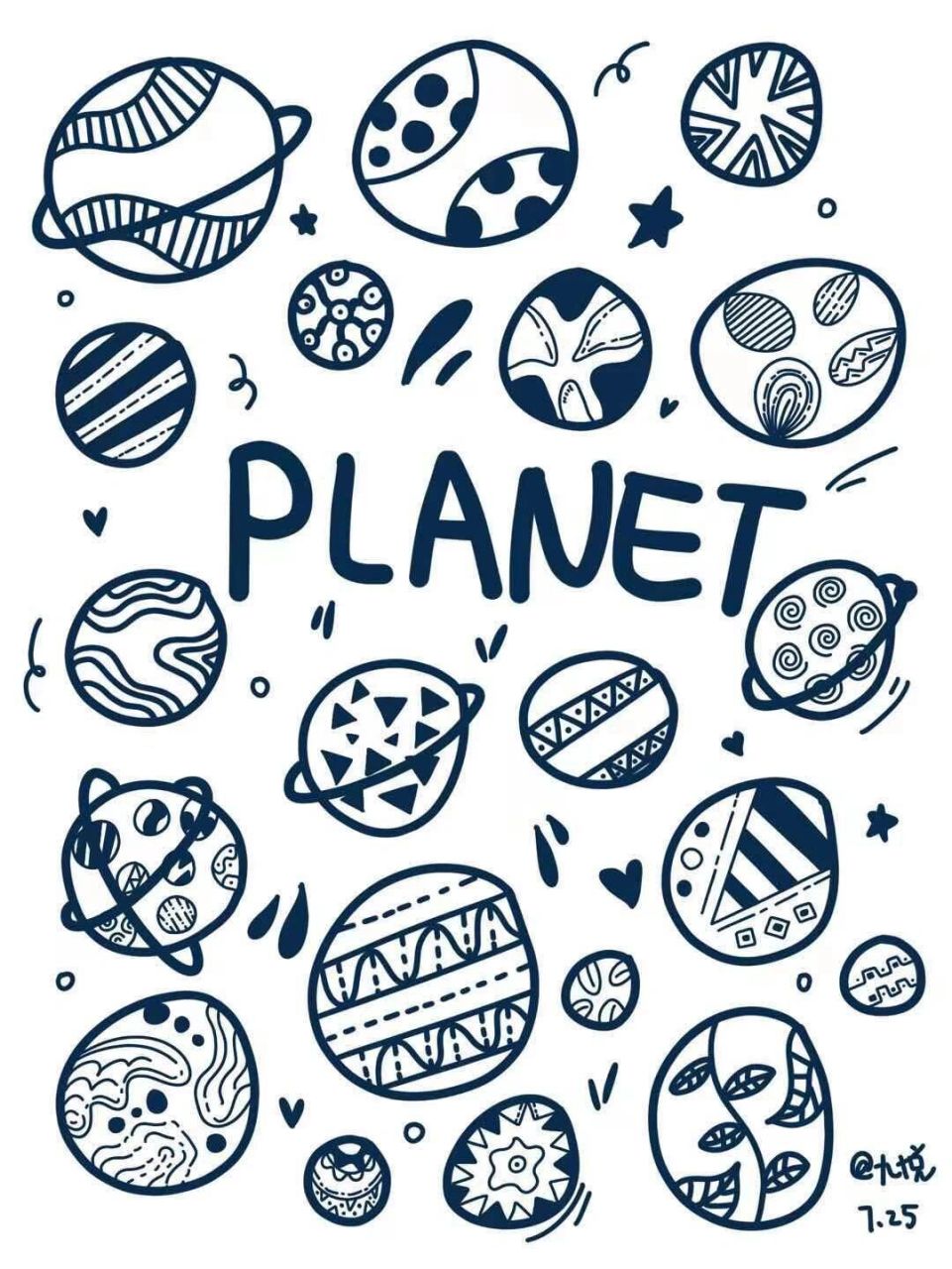 黑白简笔画|零基础手绘|小星球 #一颗橘子手绘打卡#小星球 一边看奥运