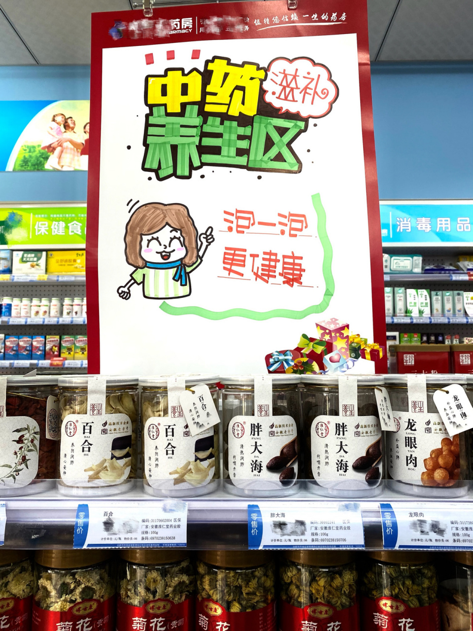 7315药店pop手绘海报学习中98 春季花茶篇 多喝水很重要!95