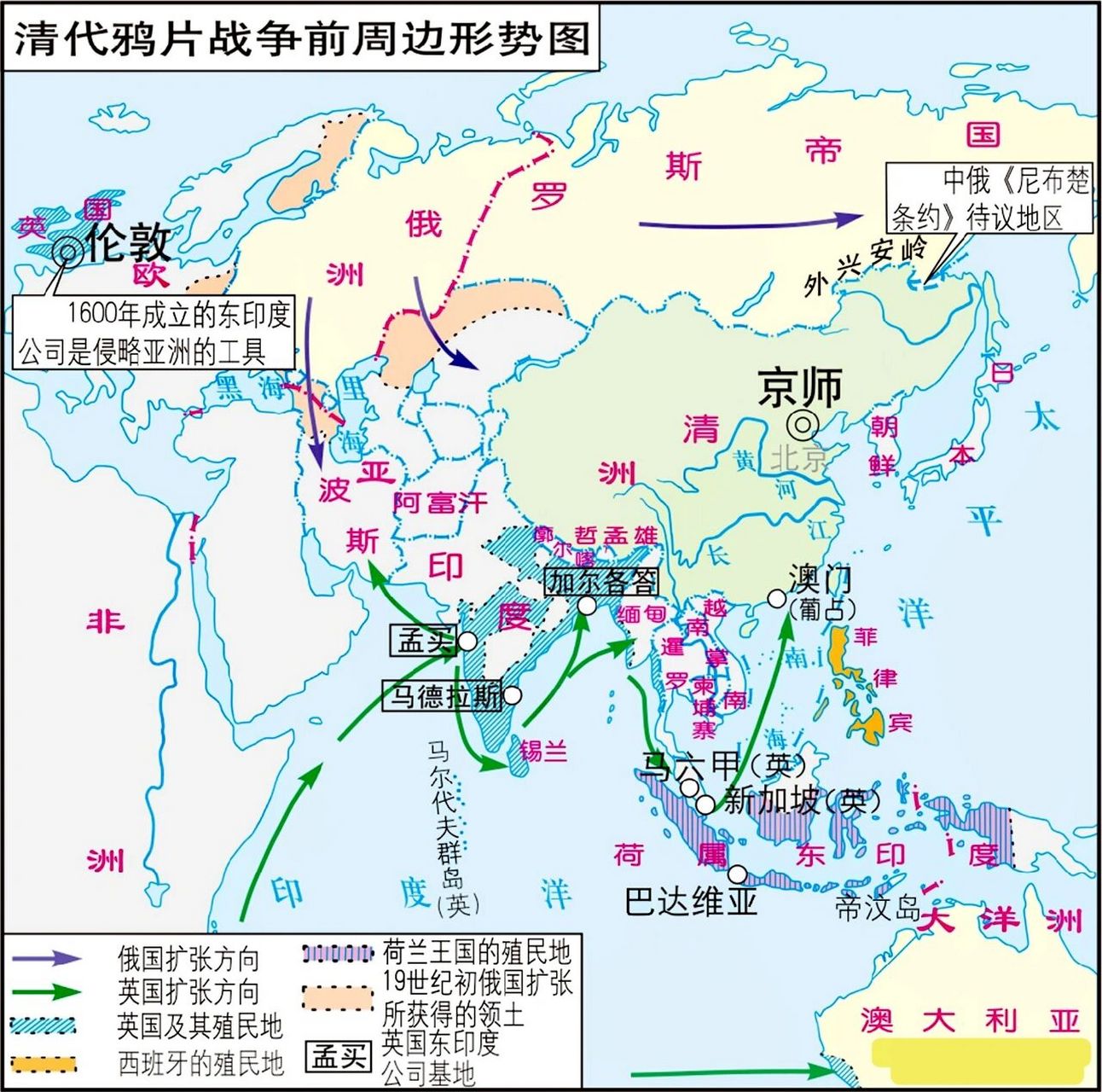 清代鸦片战争前周边国际形势图 中国人在鸦片战争之前并非完全不了解