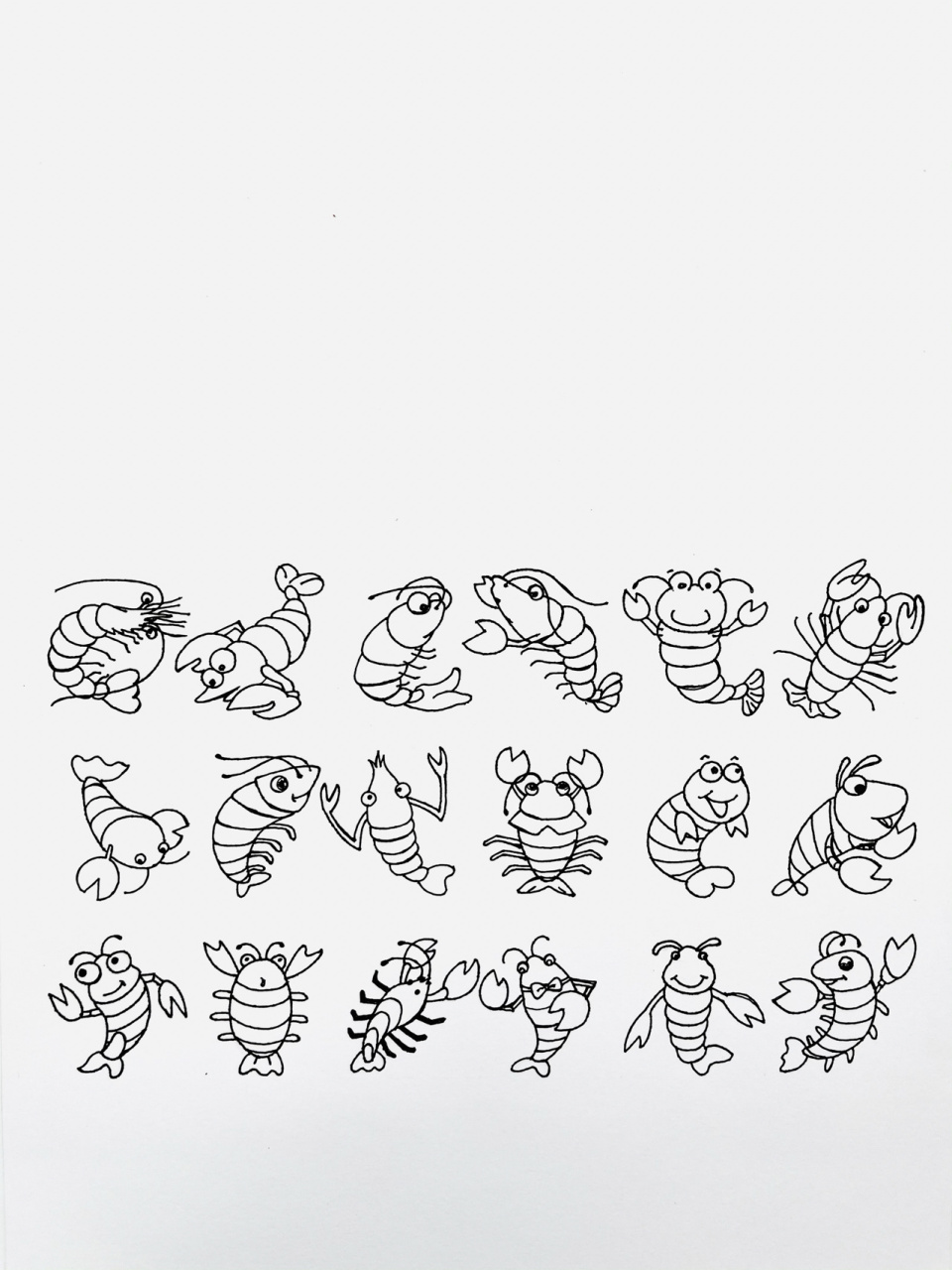 【简笔画】虾🦐 分享一组小🦐们的简笔画 . 用纸:普通白纸 用笔:d