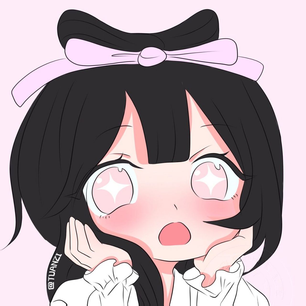 粉嘟嘟 pink96 头发越粉 打人越狠 有这说法吗哈哈哈哈 #手绘头像