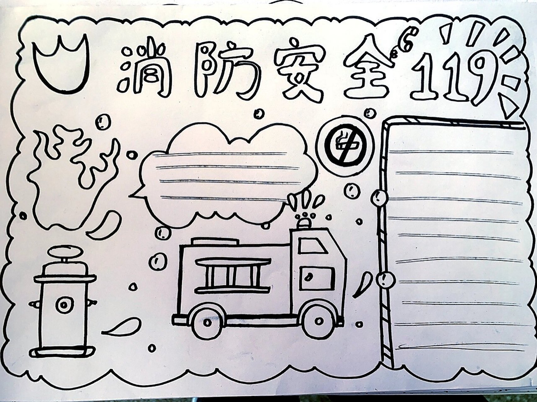 "消防安全"手抄报模板