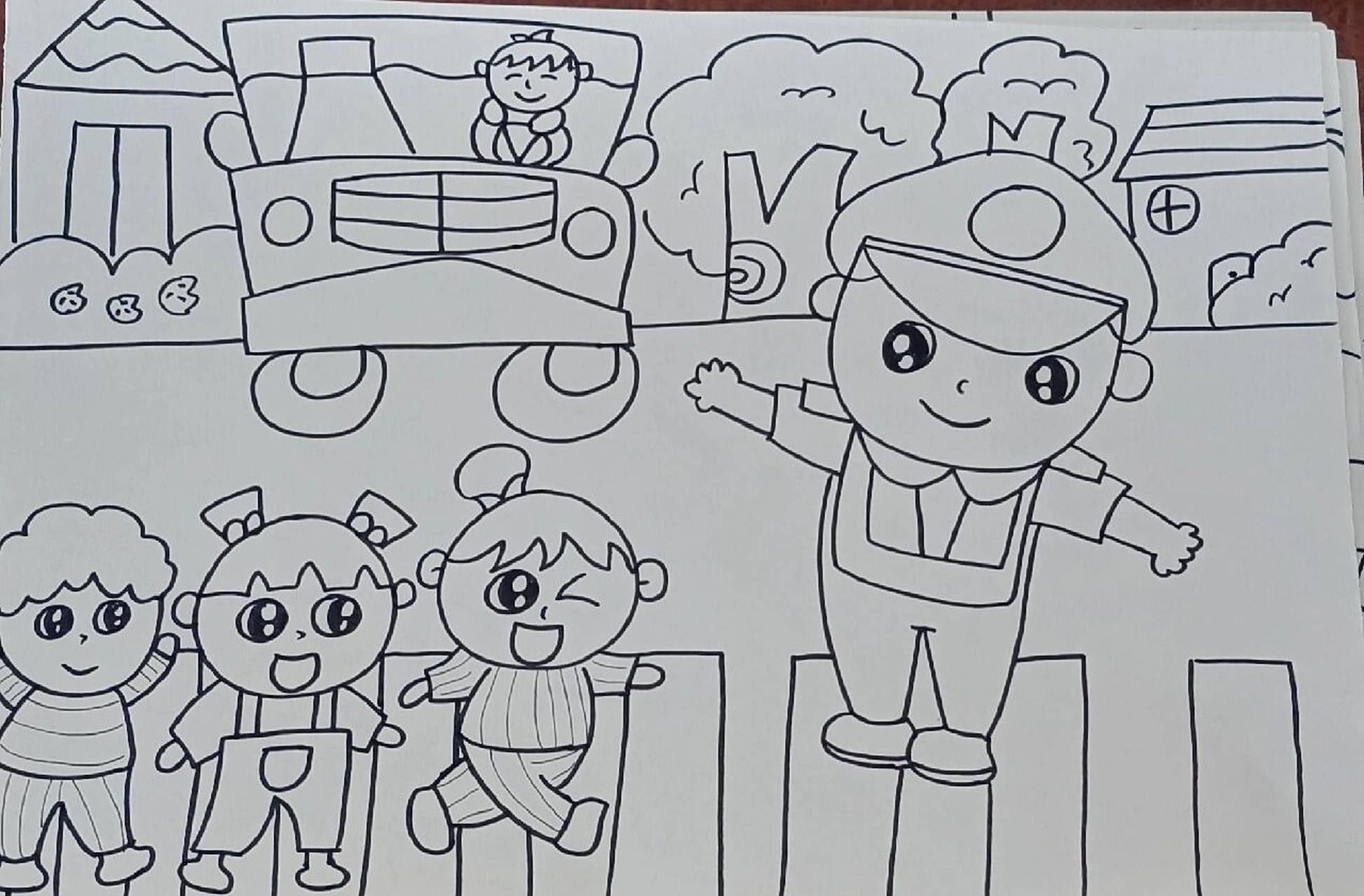 交通安全考编主题绘画 安全主题,交通,这个主题的重点就是人物,交警