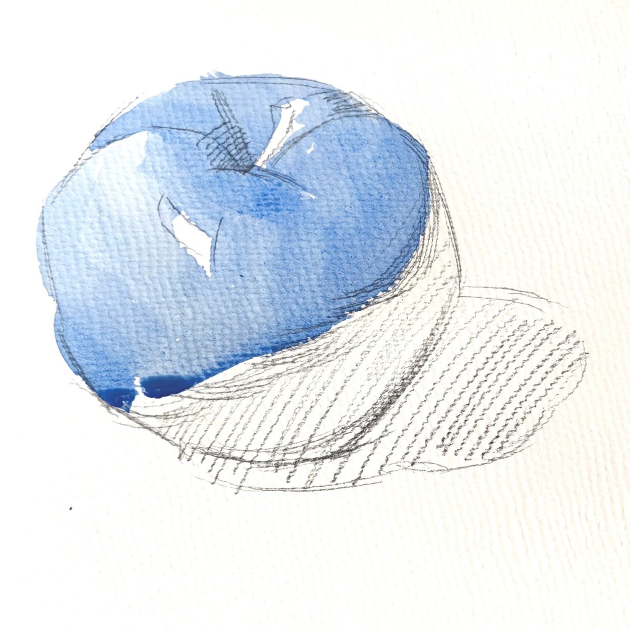 水彩单色苹果步骤