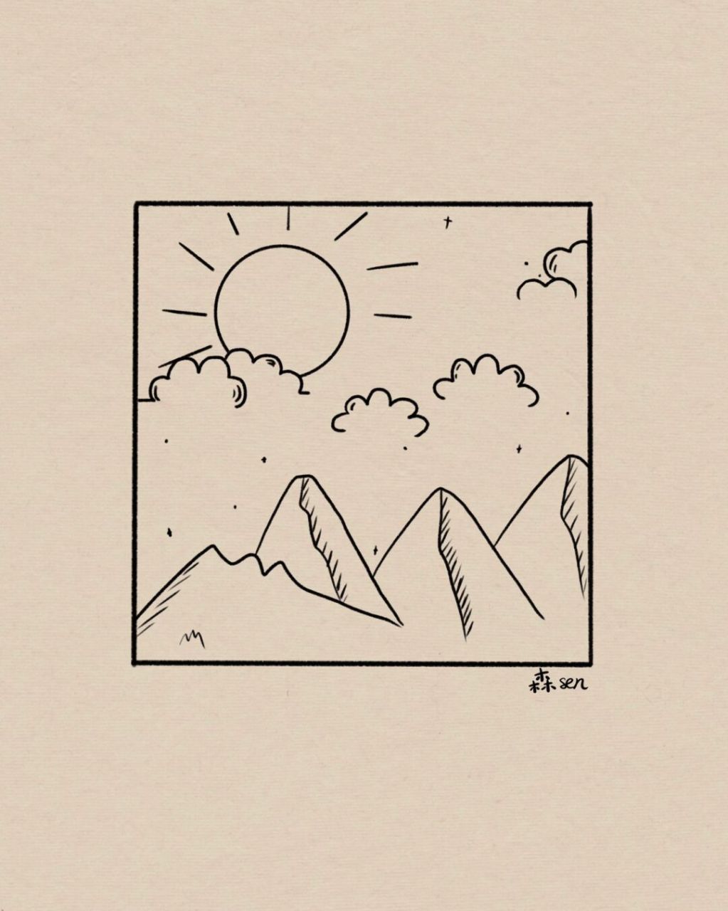 黑白简笔装饰插画|附过程 简单好画～学起来哦～ #手帐# #装饰画# #简