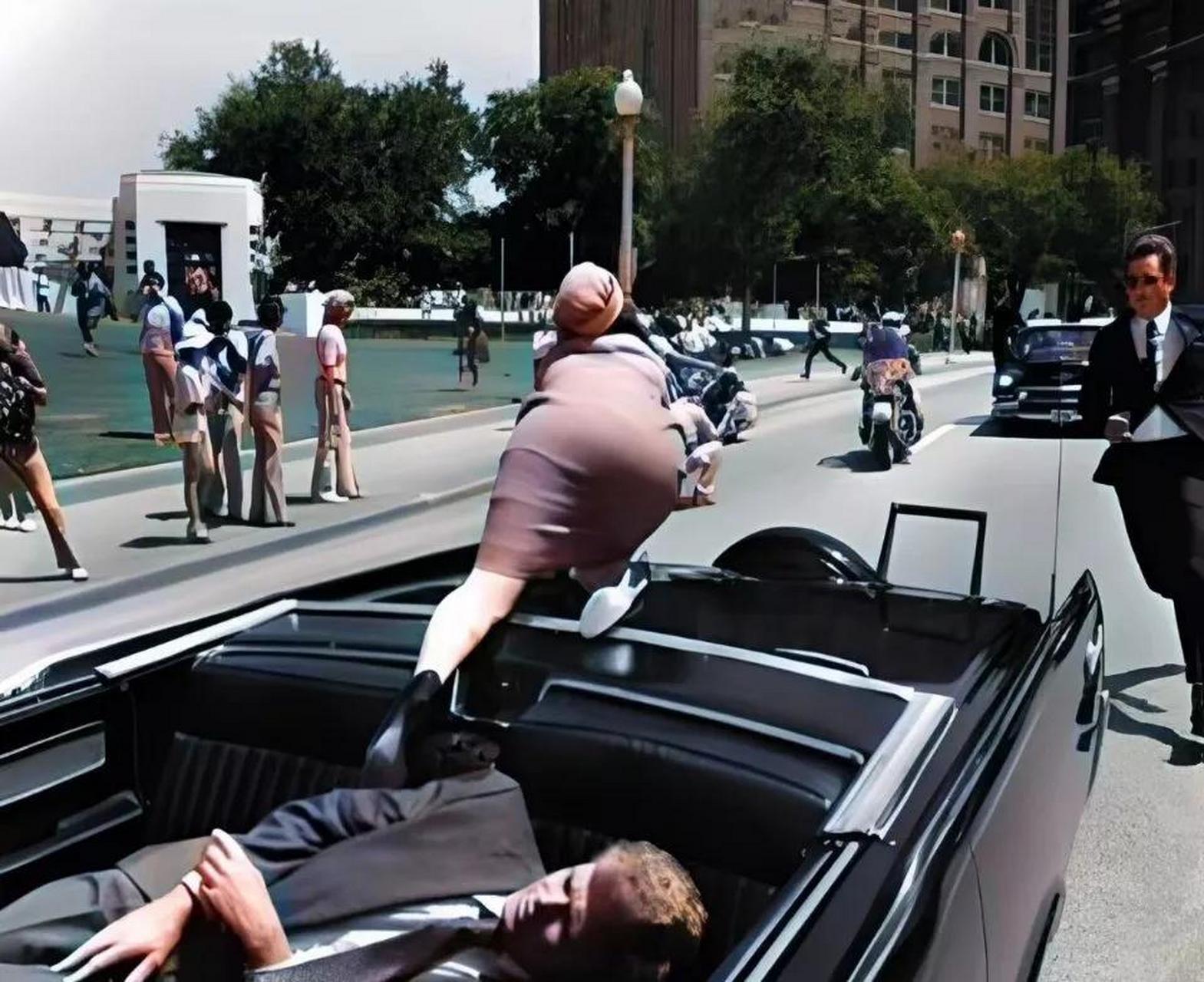 1963年,肯尼迪被刺杀中枪瞬间.