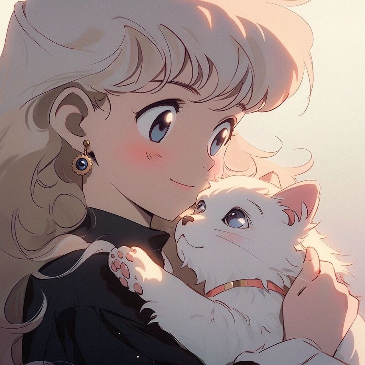 旧漫头像|白色小猫咪和甜心小姐姐