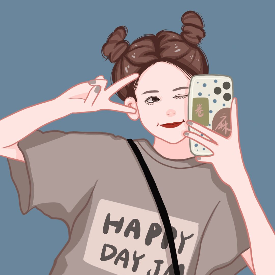 插画 | 头像 | 扎两个朝天辫的女孩～ 图片可做个人头像,个人壁纸