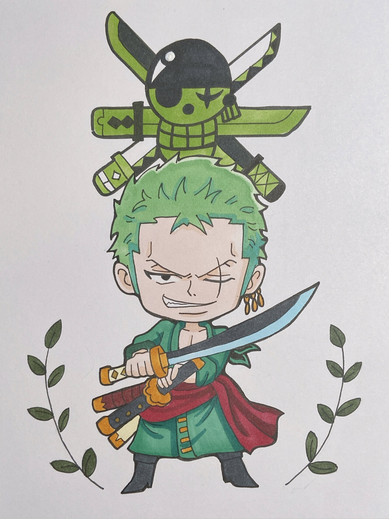 海贼王索隆q版漫画动漫人物男生手绘马克笔