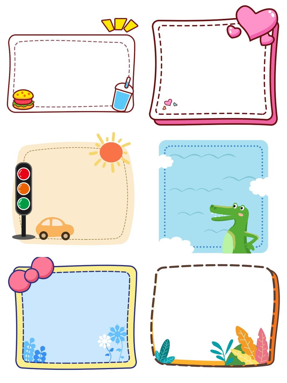 卡通边框‖方形可爱边框免抠元素  方形边框主题分享来啦!