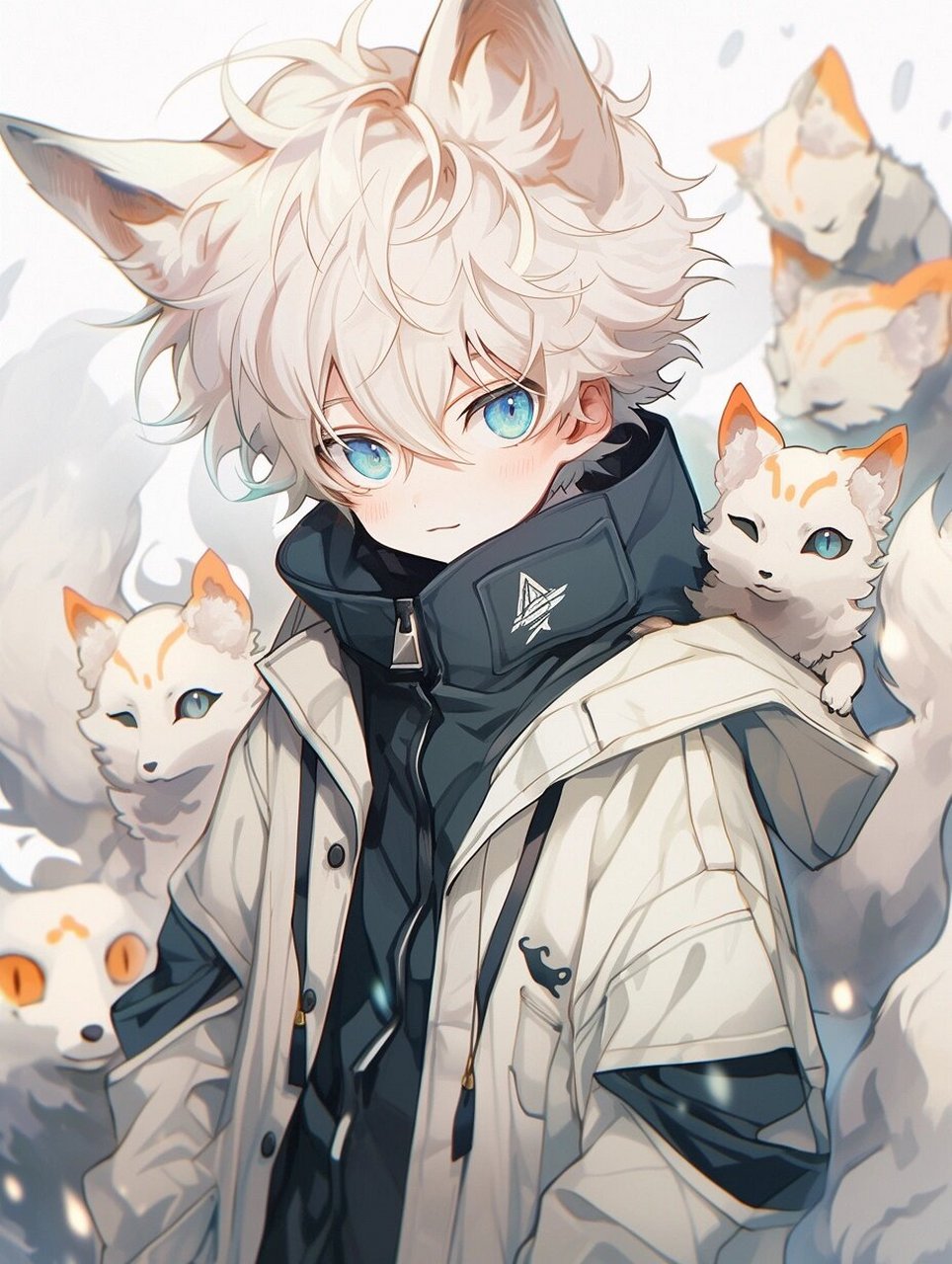 正太狐妖 | 动漫男生头像壁纸插画素材 姐姐要来摸摸我的耳朵嘛