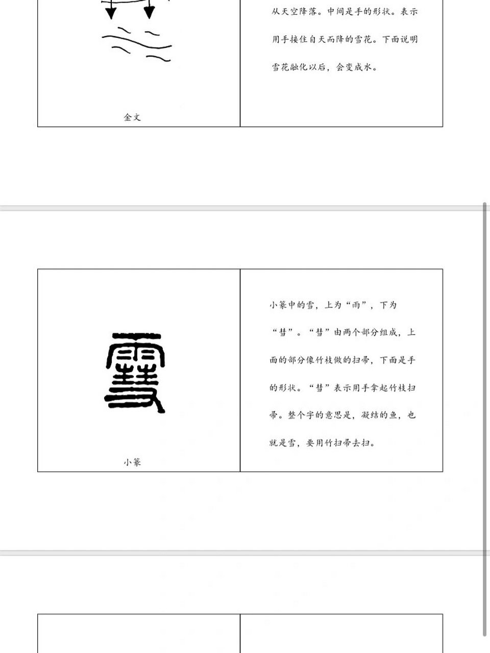 给孩子们讲解下雪字的演变过程吧～认识汉字还是得从甲骨文的解释开始