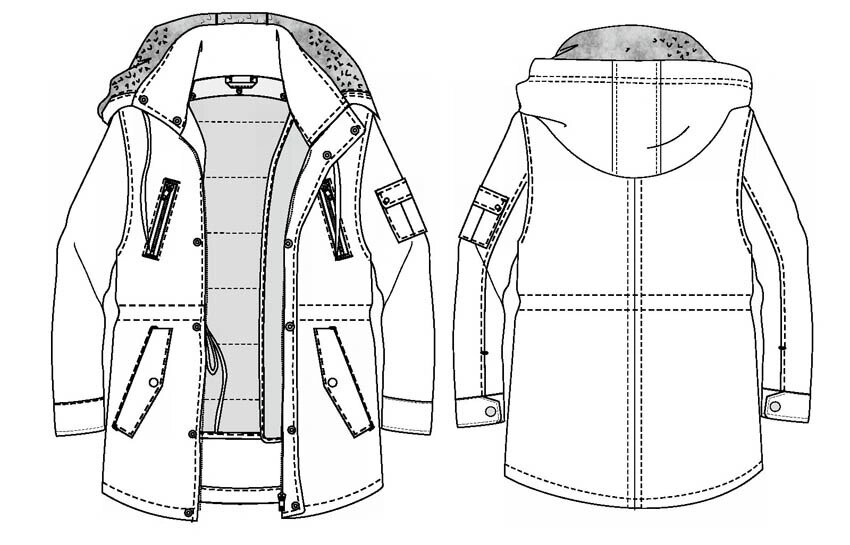 羽绒服领子裁剪图图片