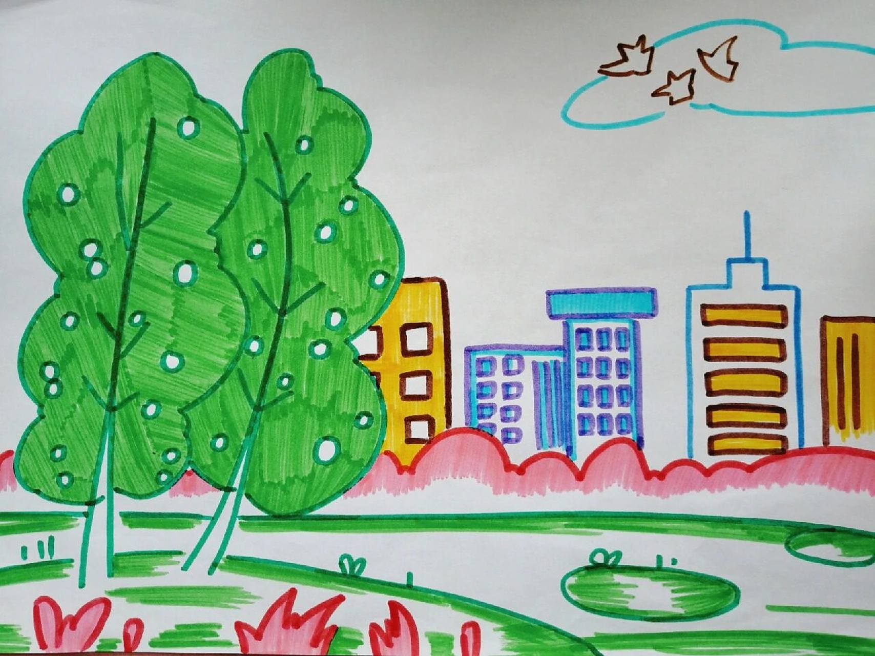 幼儿彩色风景简笔画