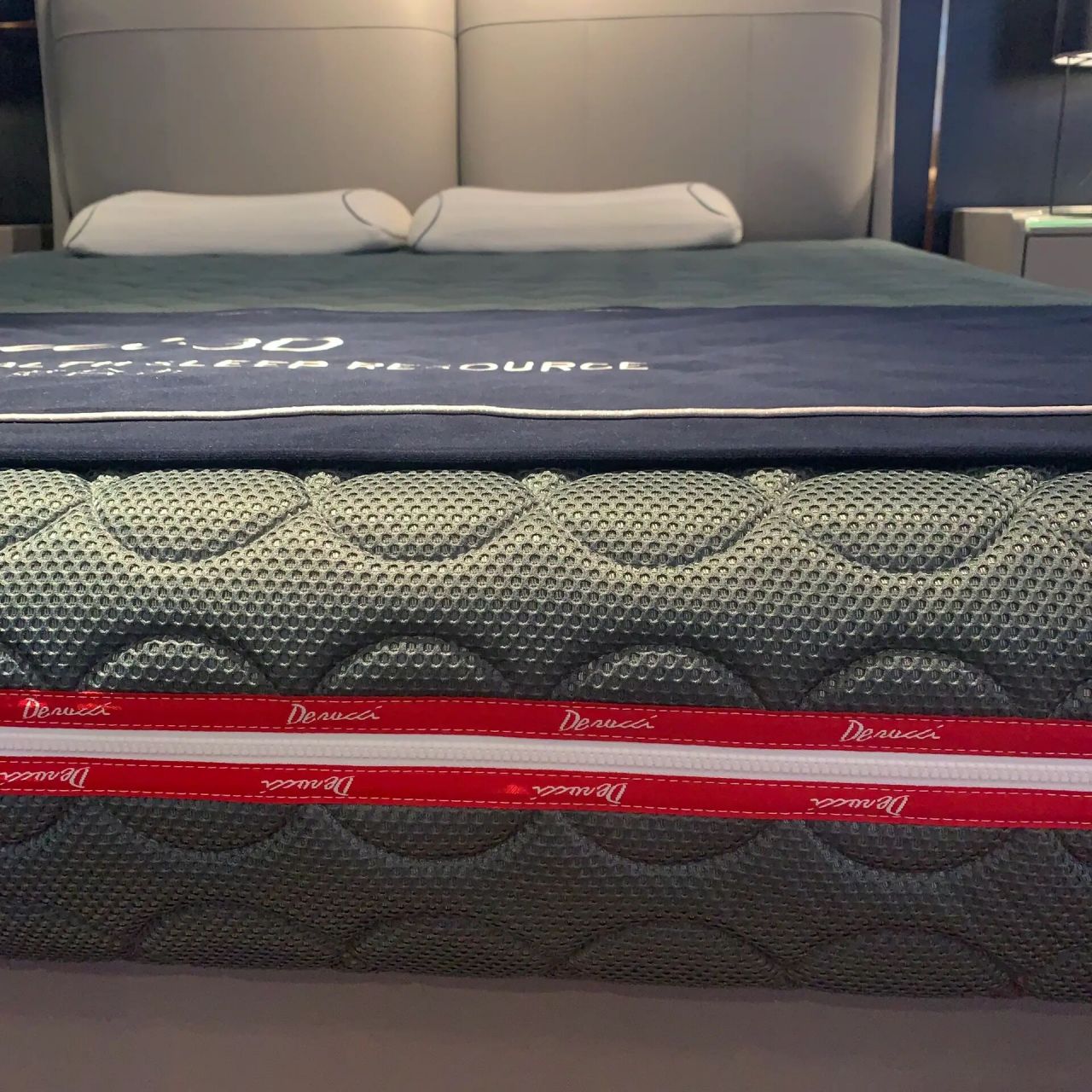 慕思3d系列真皮床配全3d床垫  慕思纯3d床垫可完全水洗,3d材质搭配3d