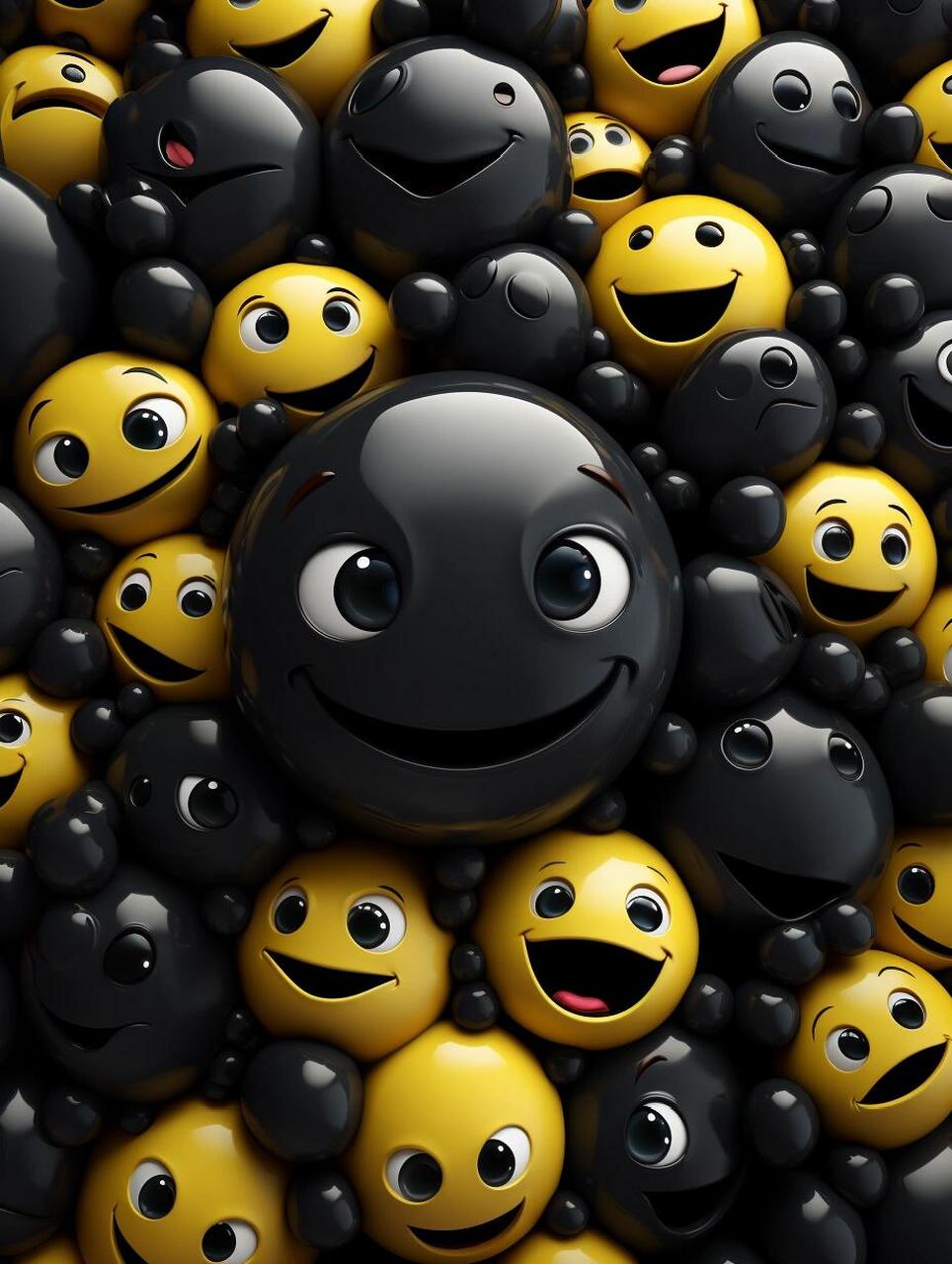 4k超清壁纸|超治愈笑脸之害羞 黑加黄色笑脸辨识性很高,加上丰富的