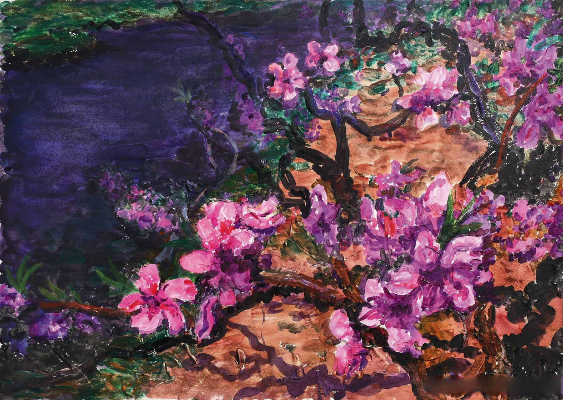 画家周春芽笔下的桃花