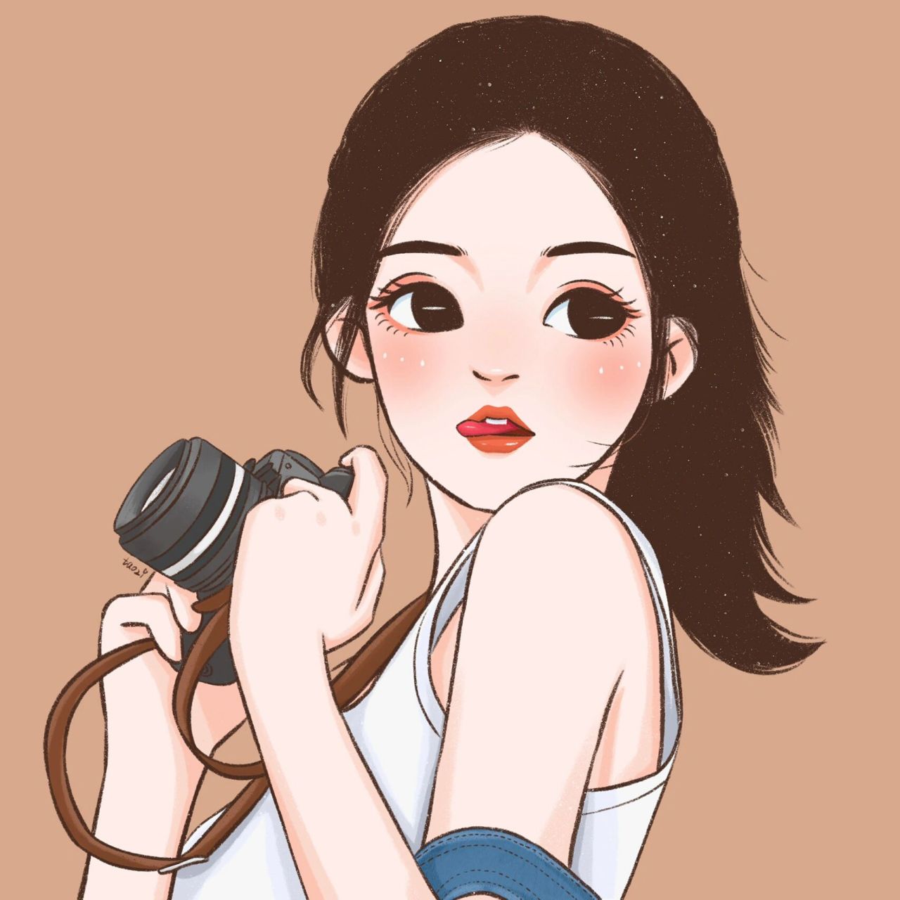 女生头像 | 拿相机拍照的女孩