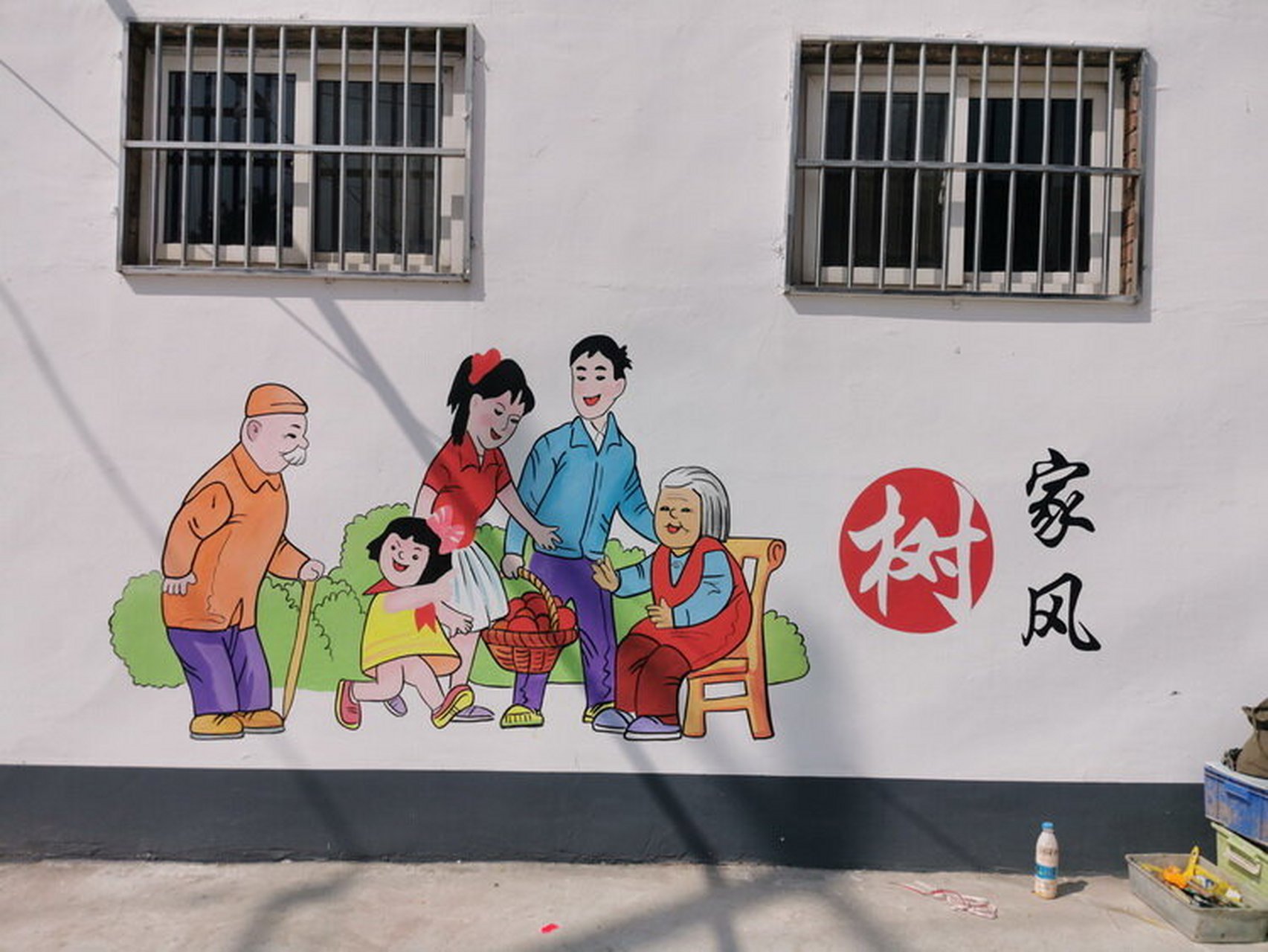 新农村文化墙墙绘手绘墙 以乡风文明文化墙为着力点,将农村"安居富民"