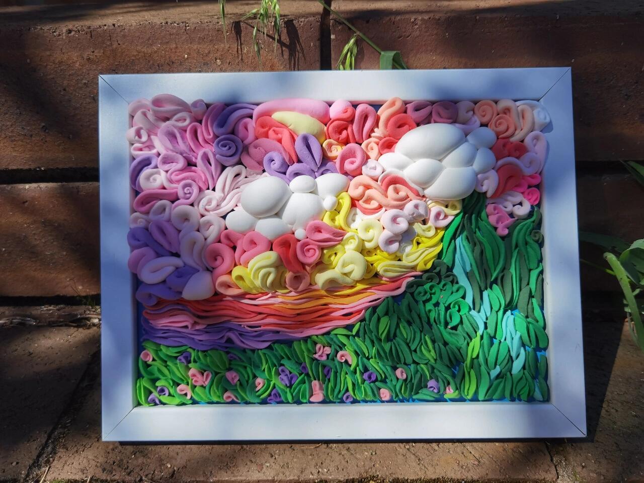 有趣的粘土风景画步骤图/创意粘土玩法