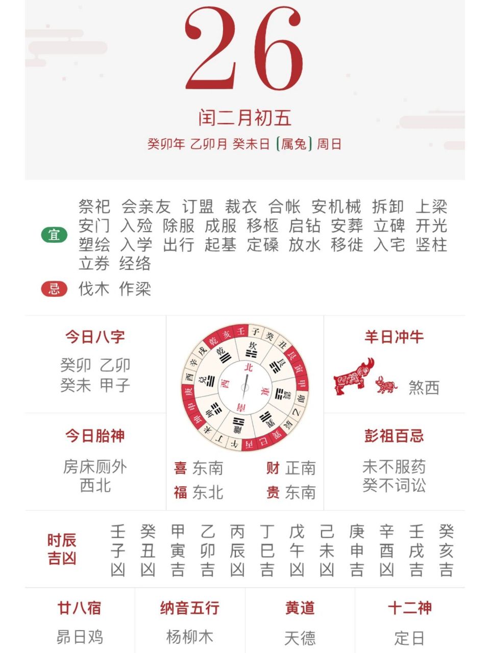 2023年,3月26日,今日黄历 每日黄历