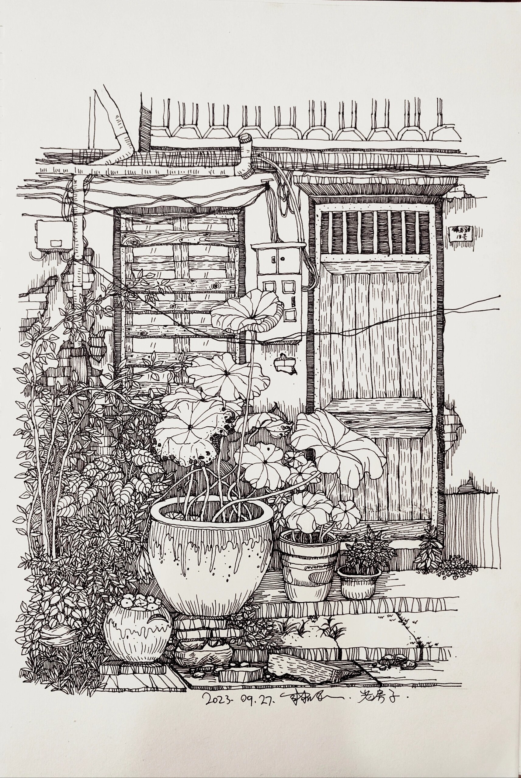 速写老房子风景