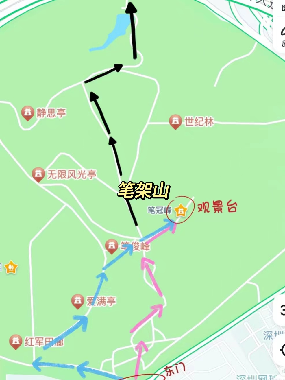 大笔架山登山线路图片