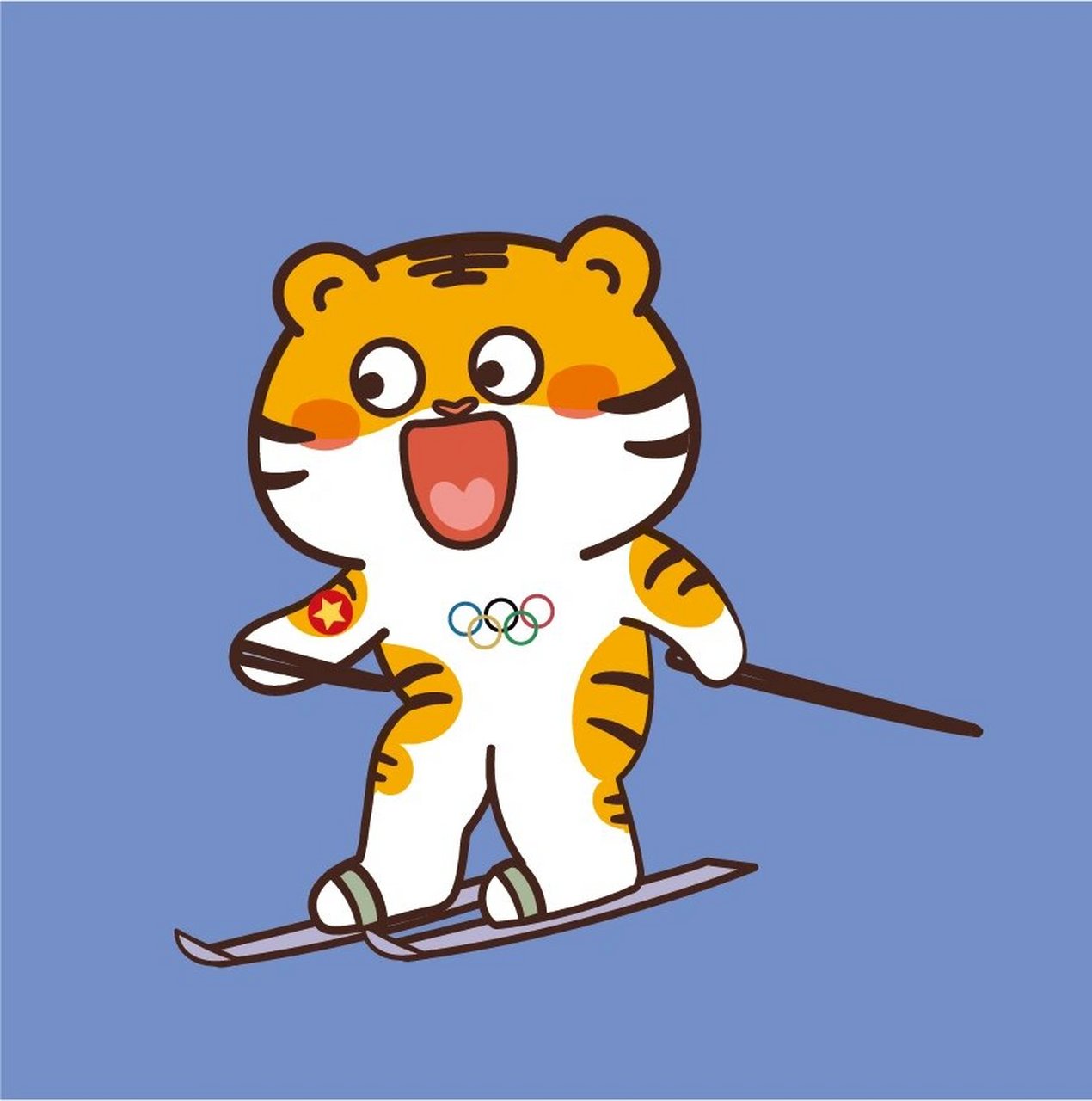 溜冰滑冰冬奥会卡通插画形象设计虎萌萌可爱 谢谢喜欢