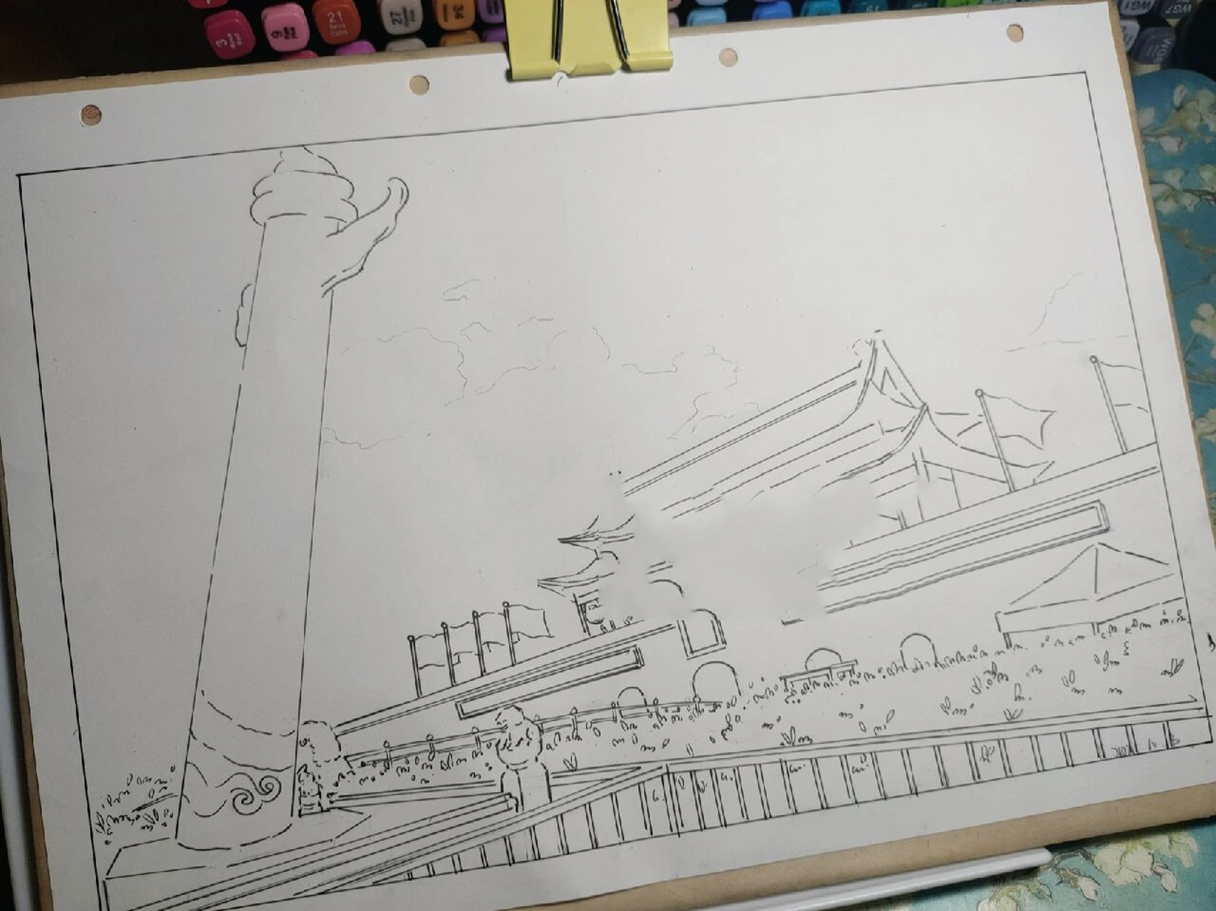 马克笔风景画(北京天安门)                   国庆假期最后的小尾巴