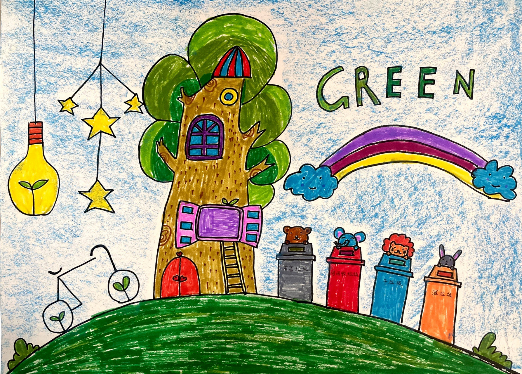 低碳生活儿童画一等奖图片